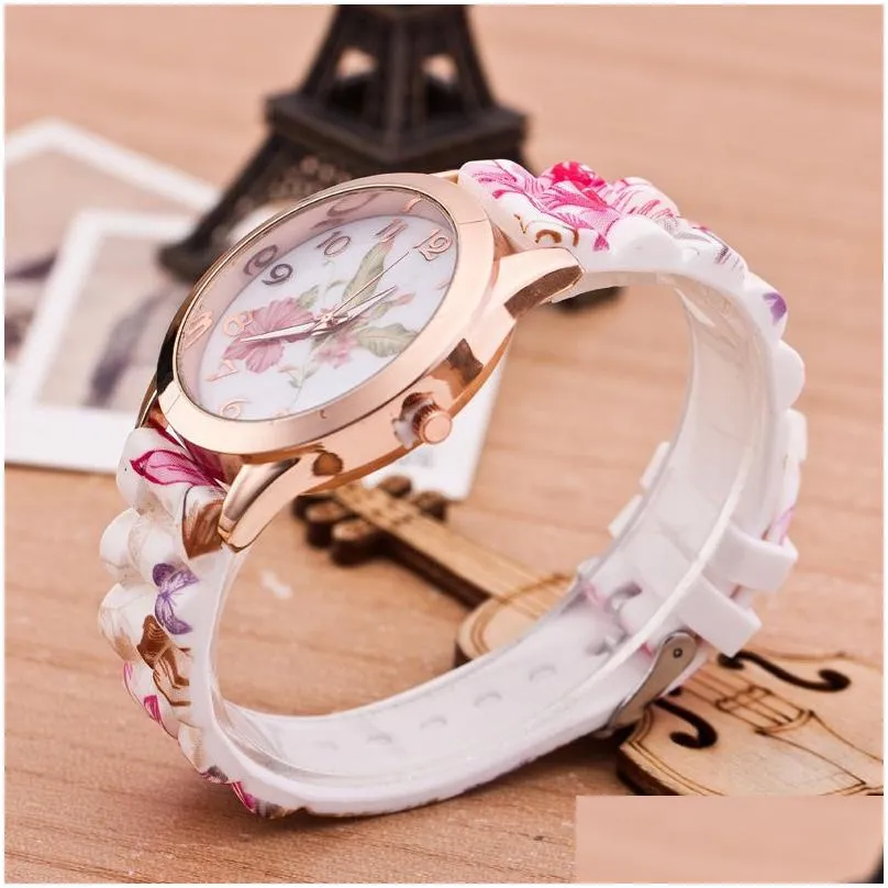 Other Watches Fashion Geneva Woman Sile Flower Watch For Women Rose Gold Blossom Quartz Wristwatch Mixed Style Drop Delivery Dha2B