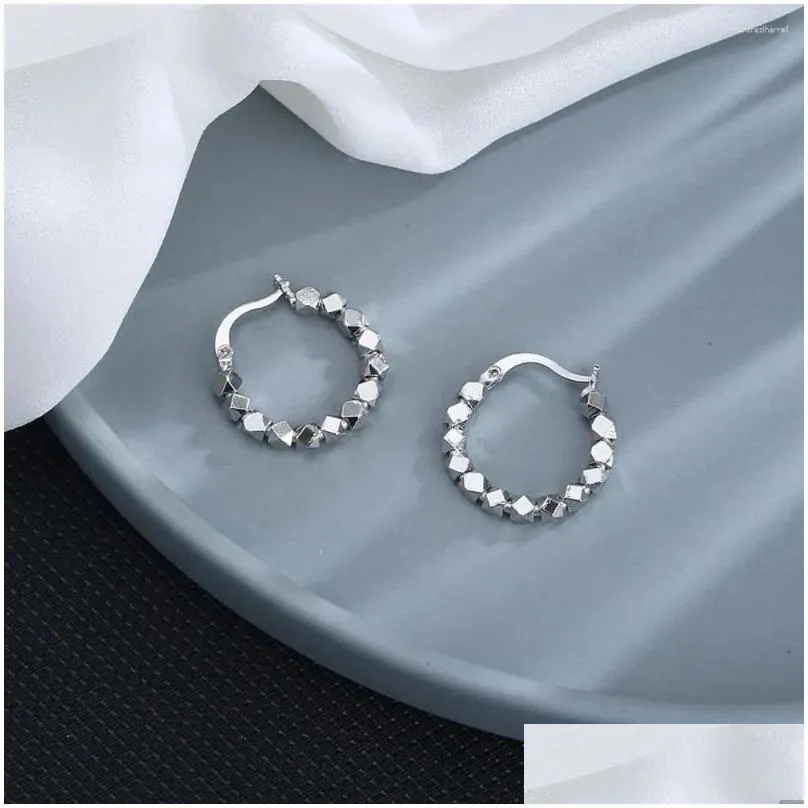 hoop earrings geometric fashion men paved stones girls female ear jewelry circle earring women korean style