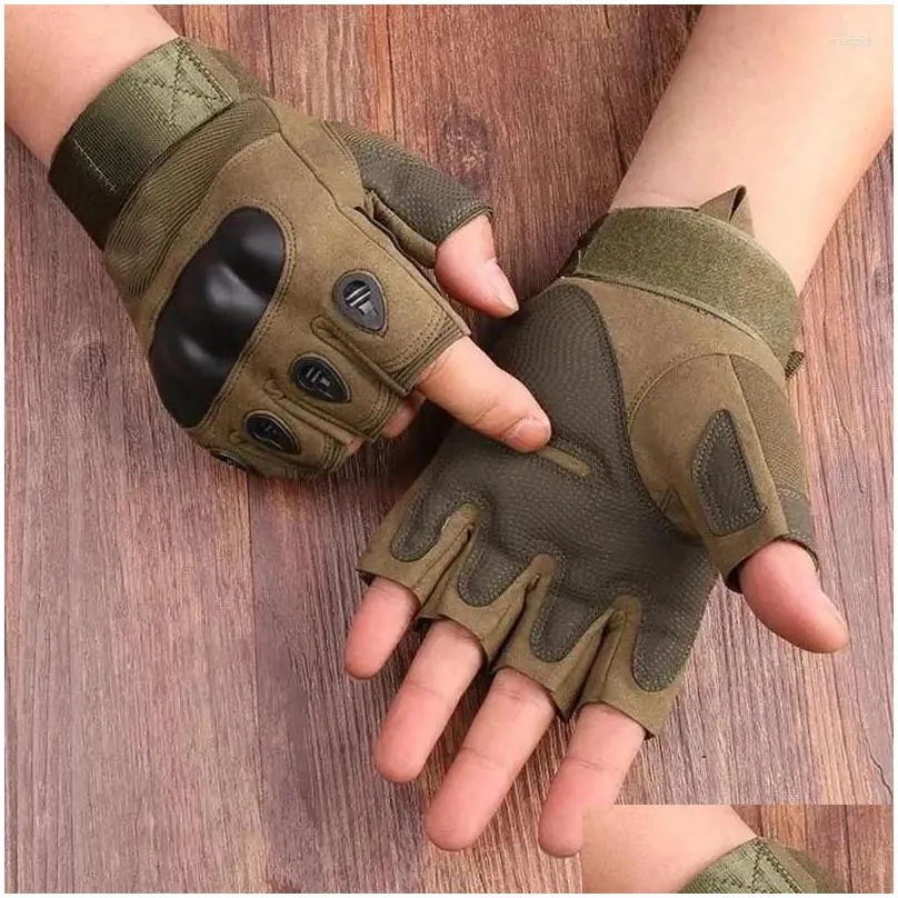 cycling gloves tactical for men`s hard shell protection anti slip and wear-resistant sports outdoor training half finger