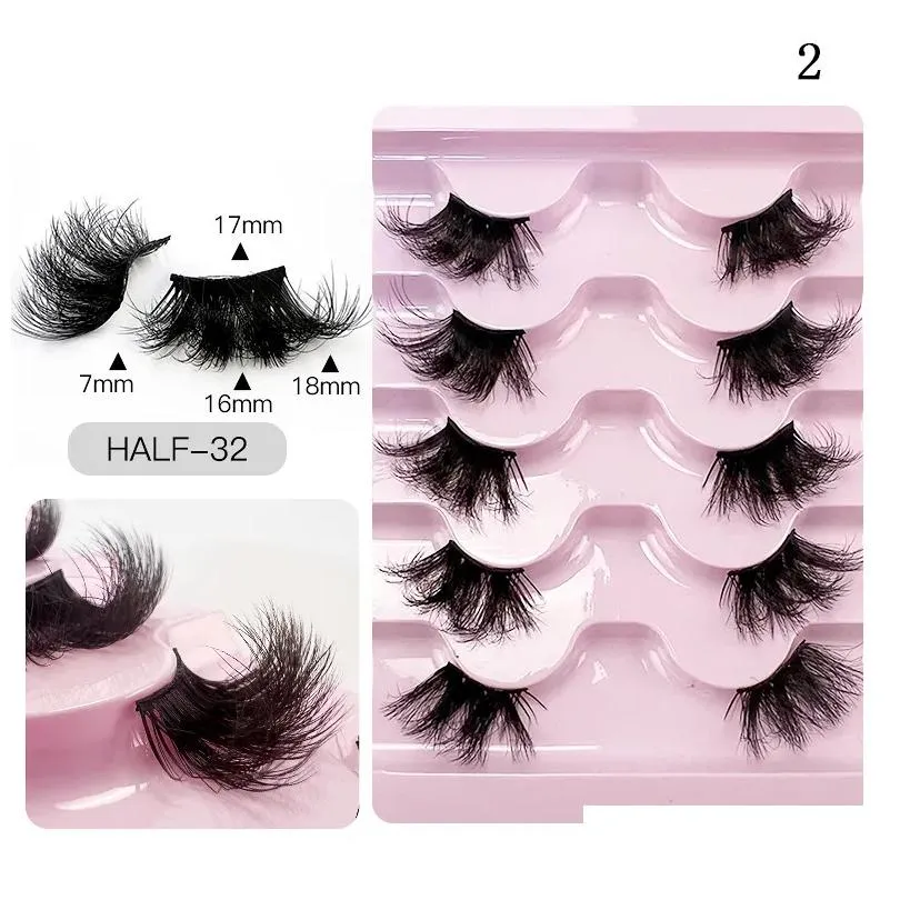 False Eyelashes 5/10 Pairs 3D Faux Mink Half End Eye Elongated Segmented Fake Makeup Tools For Women Drop Delivery Health Beauty Eyes Dhcrq