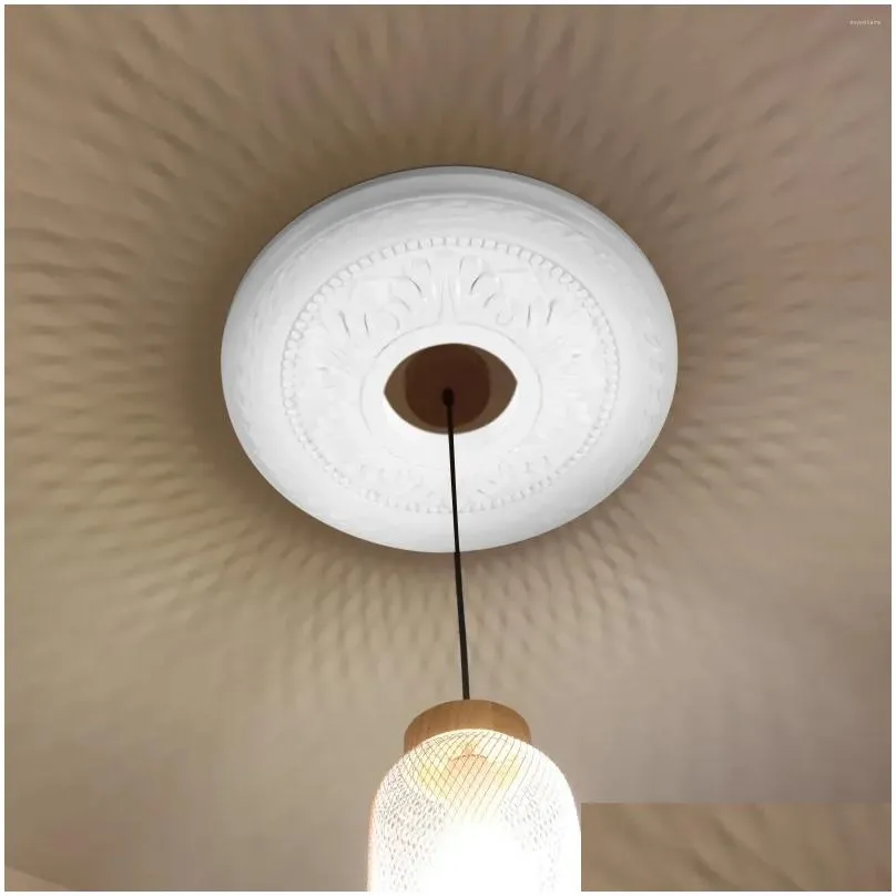 Pendant Lamps Pu Suspended Ceiling Chandelier Base Decorative Round Lamp Panel Building Materials Small White 1Pcs Ring Drop Deliver Dheqc
