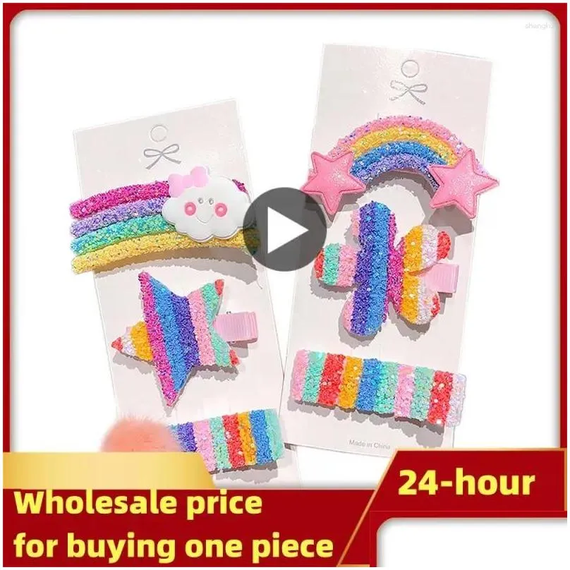 hair accessories 3-children cute color hairclip colorful rainbow clip fashion baby girl hairpin drop tslm1