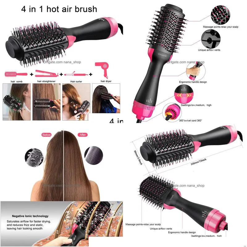 curling irons hair dryer air brush styler and volumizer women multifunctional straightener curler one step electric blow 230504