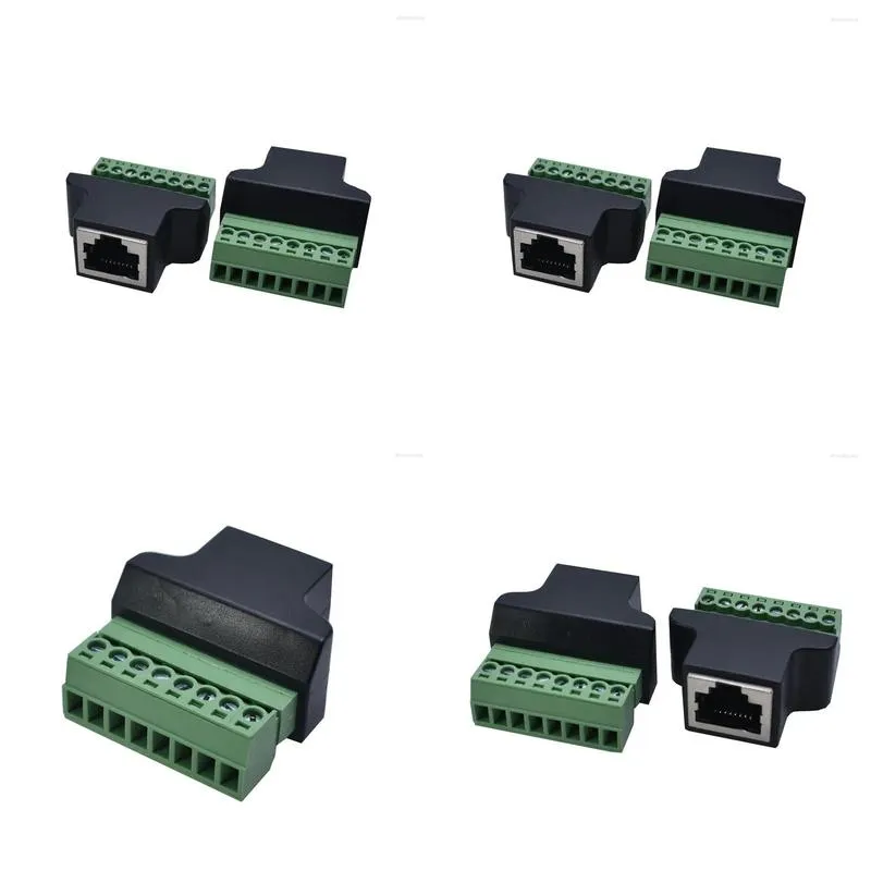 computer cables 1pcs ethernet rj45 female to screw terminal 8 pin cctv digital dvr adapter connector