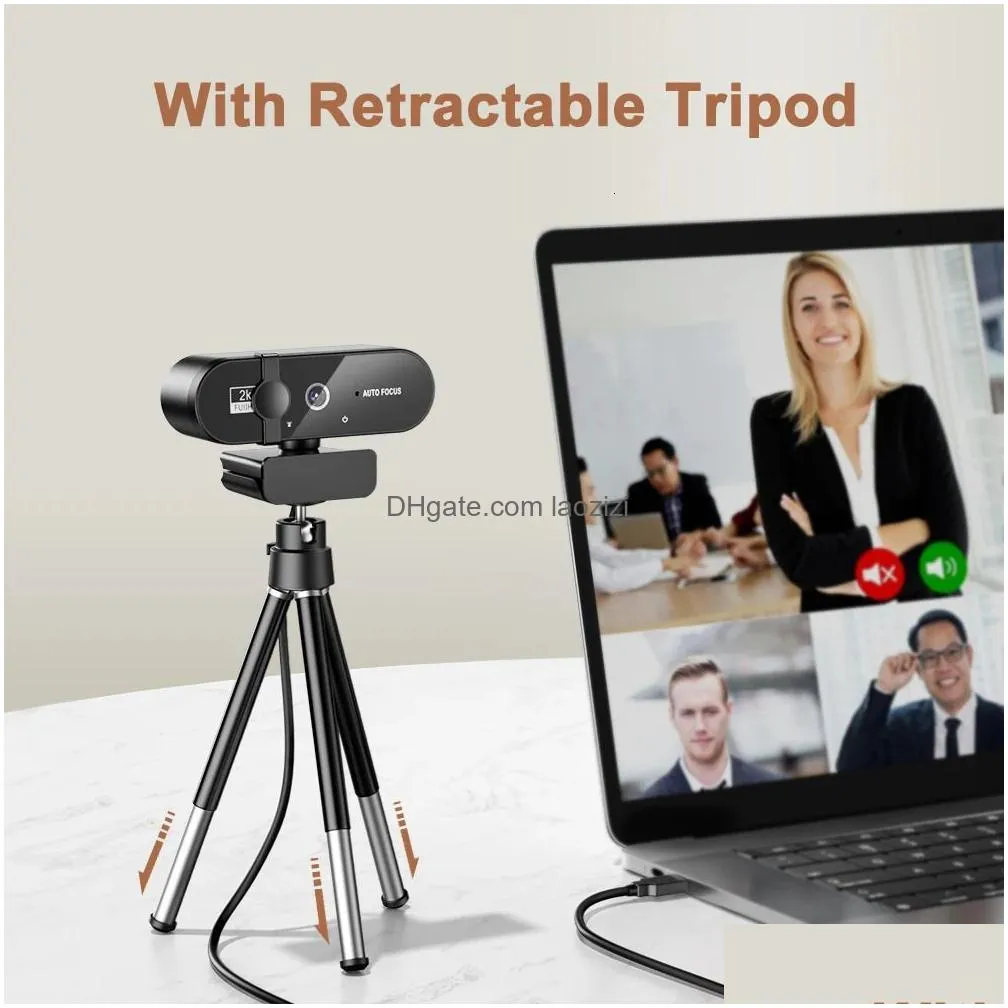 webcam 4k 2k web camera 1080p mini 30fps usb camera full hd web cam with microphone tripod autofocus webcam for pc  laptop 240104