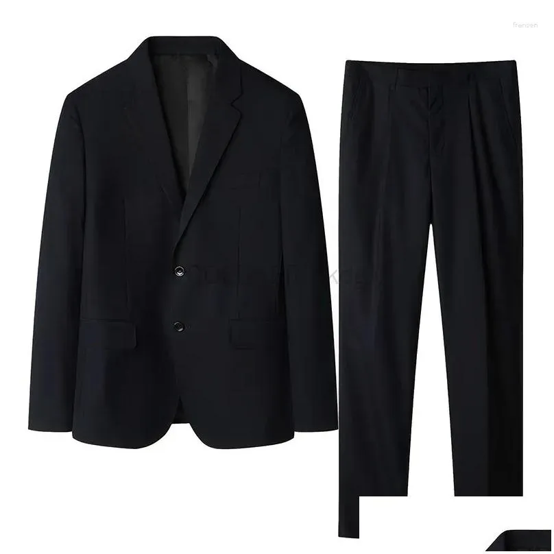 men`s suits coldker jacket pants 2 pieces set 2024 fashion casual business dress wedding groom suit coat blazers trousers