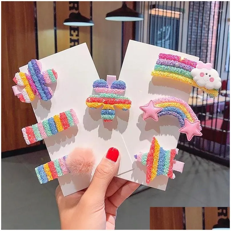 hair accessories 3-children cute color hairclip colorful rainbow clip fashion baby girl hairpin drop tslm1