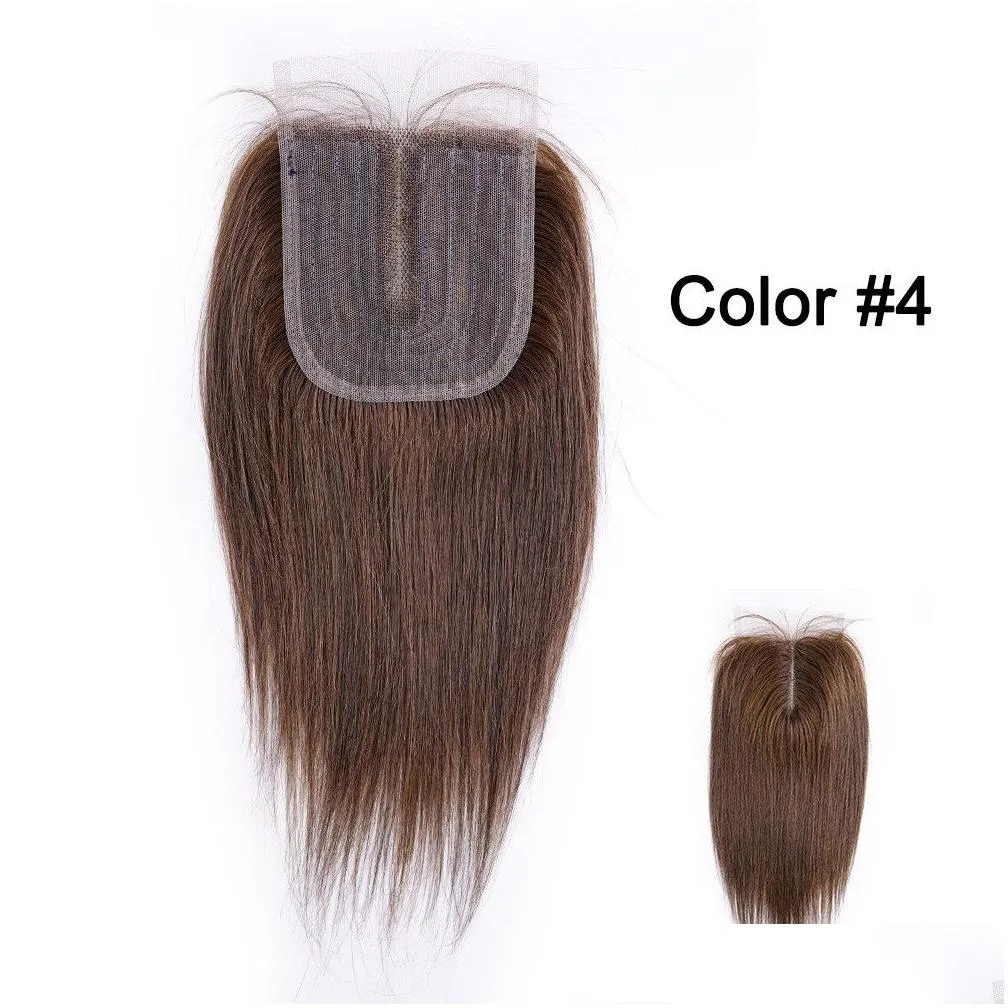 Hair Closure T Part 4X1 Lace Straight Indian Human Natural Color Dark Brown 2 4 T1B27 Honey Blonde T1B30 Auburn Ombre Weft Drop Deli Dhlw0