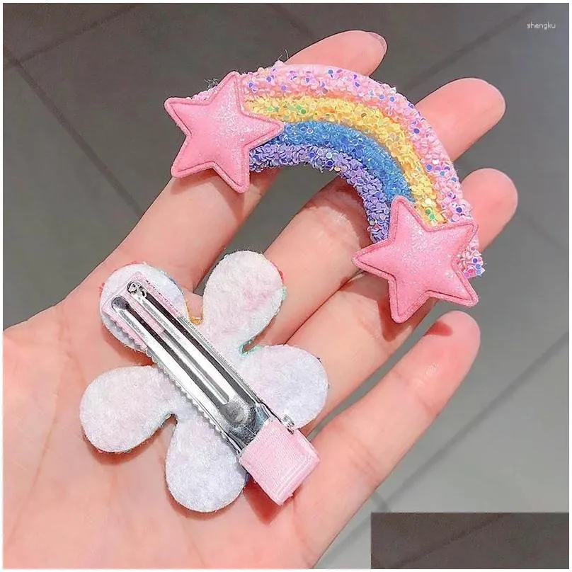 hair accessories 3-children cute color hairclip colorful rainbow clip fashion baby girl hairpin drop tslm1