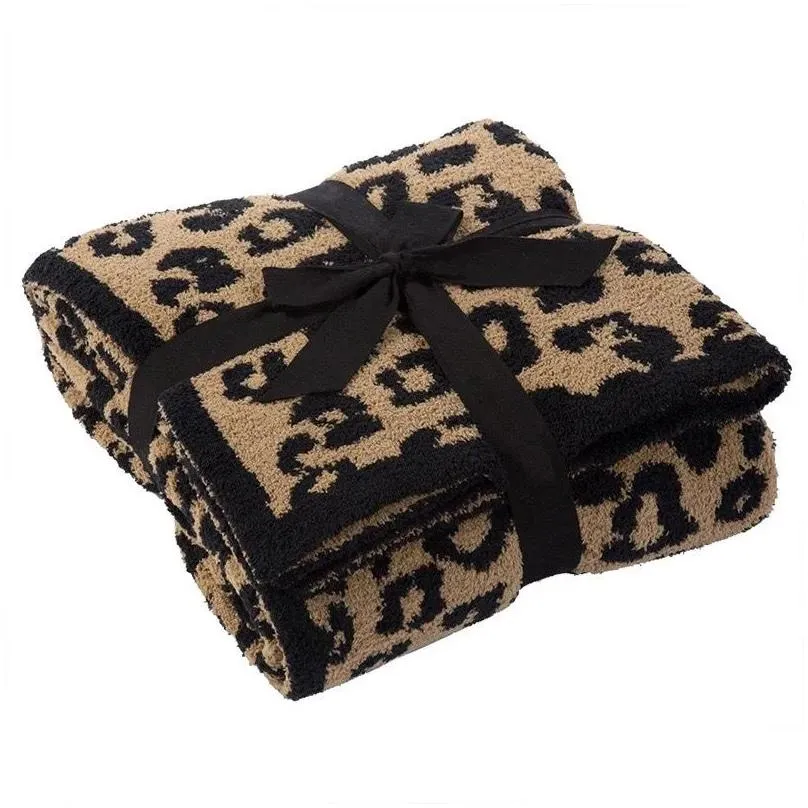 Blanket Blankets Half Wool Sheep Knitted Leopard P Drop Delivery Home Garden Textiles Dhume