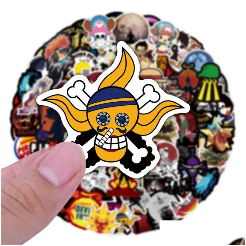 50pcs one piece stickers monkey d. luffy animation graffiti kids toy skateboard car motorcycle bicycle sticker decals wholesale