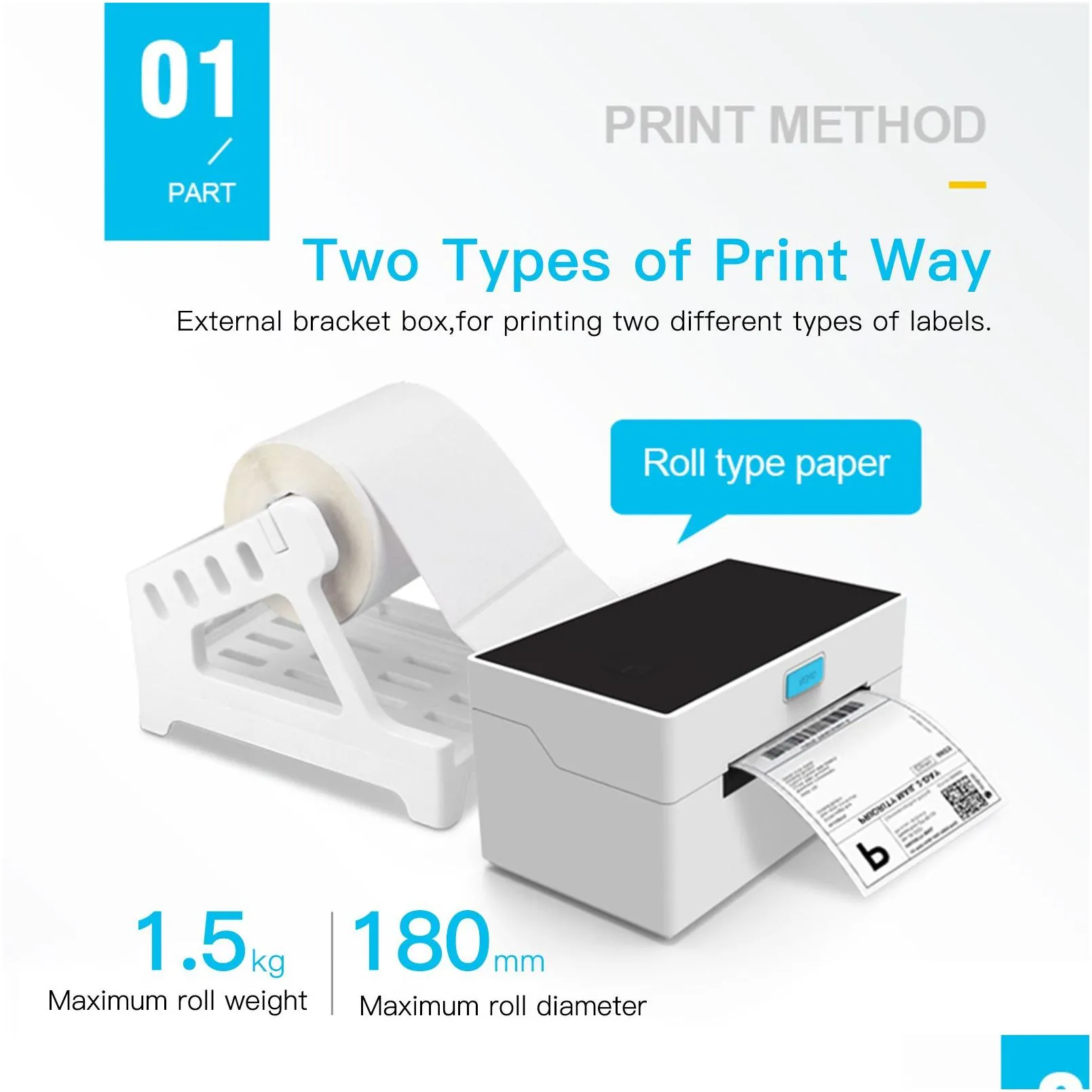 desktop thermal label printer for 4x6 package label maker usb bt connection thermal sticker printer 110mm paper width