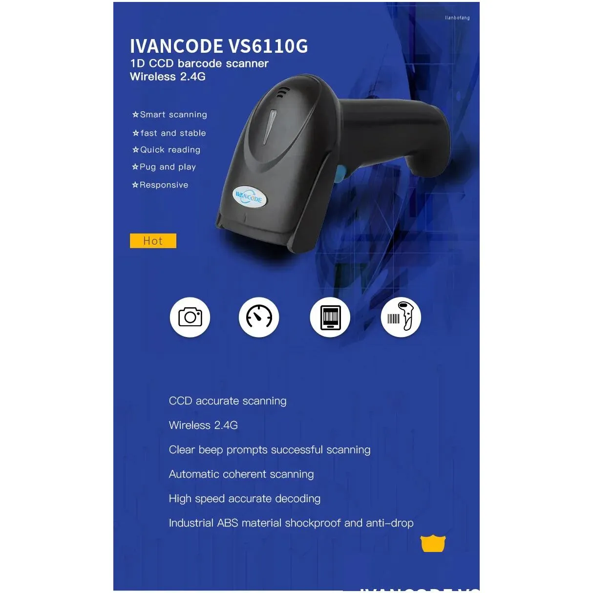 wireless barcode scanner reader handheld qr code 1d portable