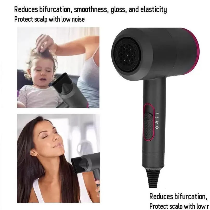 Other Home Garden Top Quality Hair Dryer Negative Ions Hammer Blower Electric 6 Styling Attachments With Gift Box Drop Delivery Dh3R6