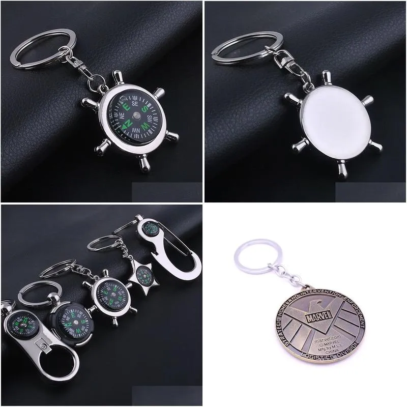 Jewelry Engraved Compass Metal Pendant Keychain Practical Company Activity Gift Drop Delivery Wedding Party Events Accessories Dhnnw