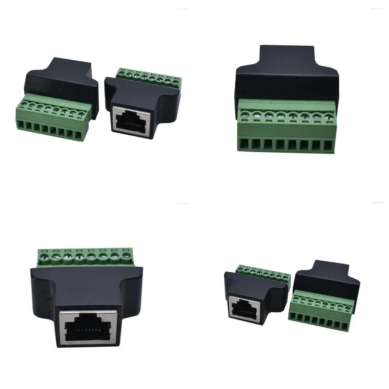 computer cables 1pcs ethernet rj45 female to screw terminal 8 pin cctv digital dvr adapter connector