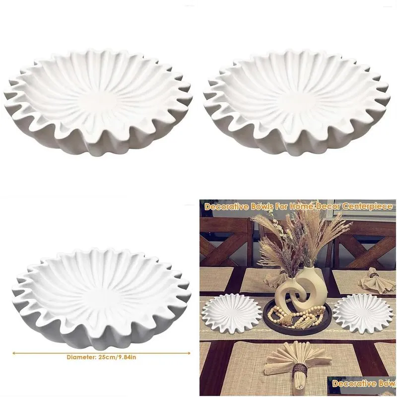 dinnerware sets fluted ruffle decorative bowl resin scallop fruit key for entryway table coffee dining console