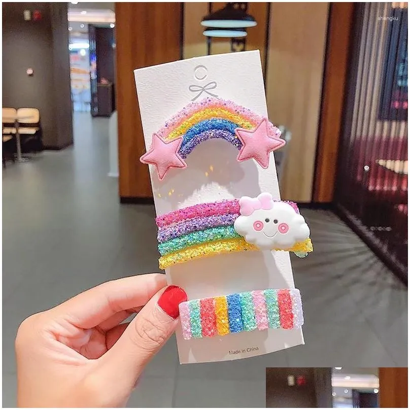 hair accessories 3-children cute color hairclip colorful rainbow clip fashion baby girl hairpin drop tslm1