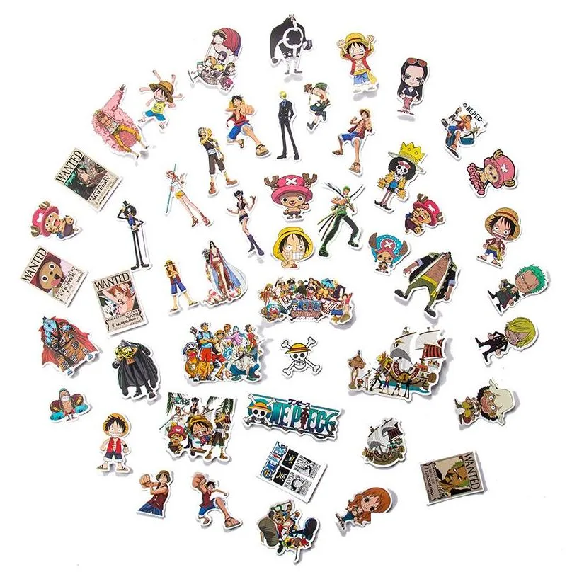 one piece stickers for water bottles 50pcs anime cartoon luffy sticker for kids teens adults