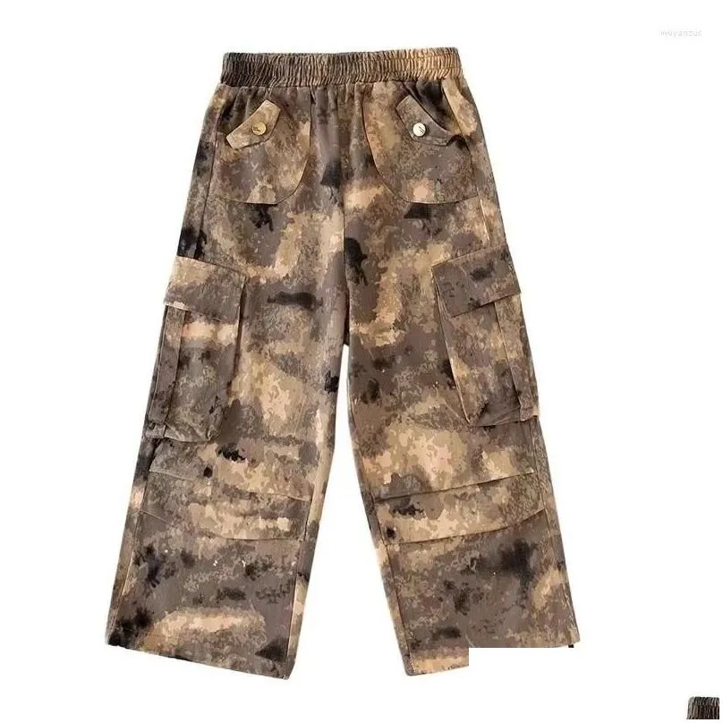 stage wear 2024 kids clothing black crop tops camouflage pants suit for girls jazz dance performance costumes hip hop streetwear