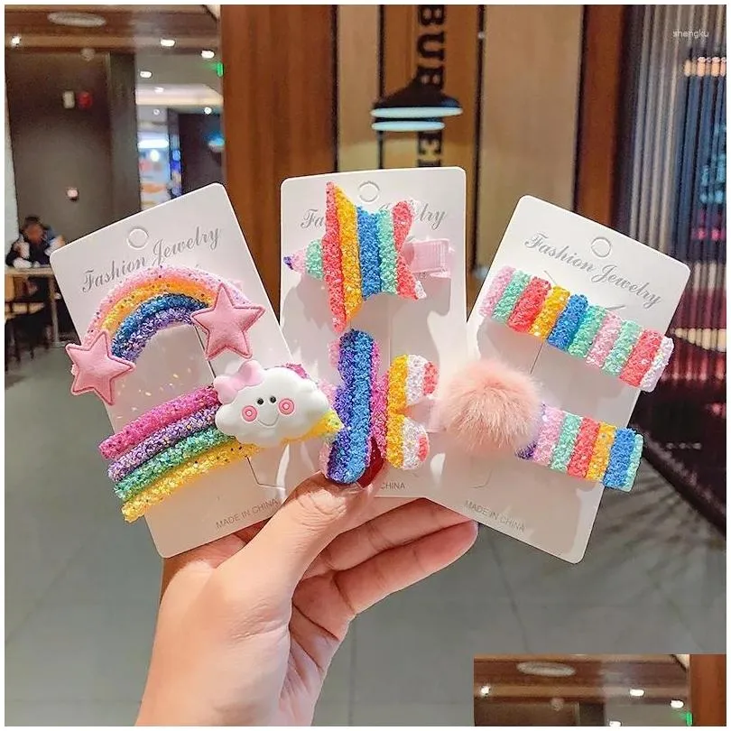 hair accessories 3-children cute color hairclip colorful rainbow clip fashion baby girl hairpin drop tslm1