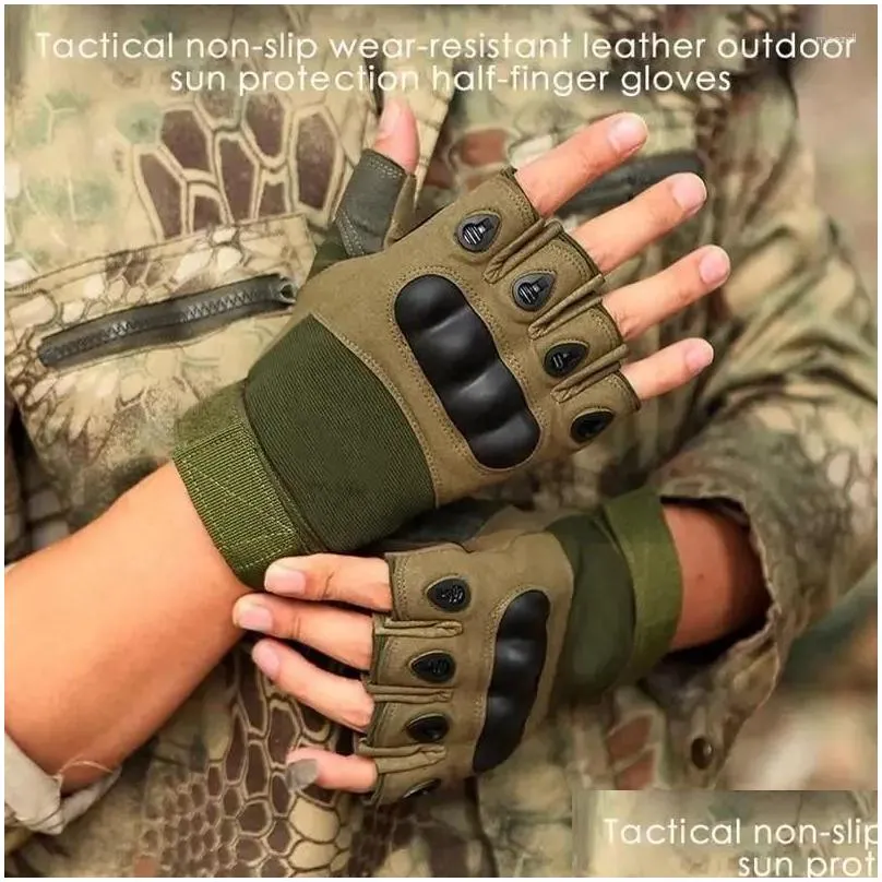 cycling gloves tactical for men`s hard shell protection anti slip and wear-resistant sports outdoor training half finger