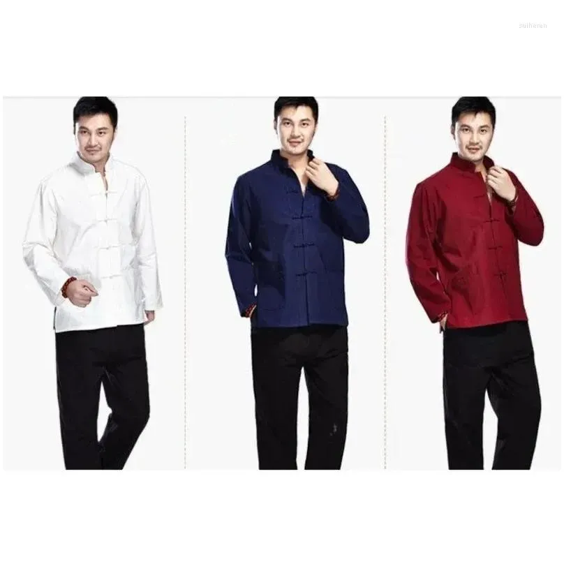 ethnic clothing chinese traditional long sleeve cotton tang suit wu shu tai chi top shaolin wing chun shirt costumes martial arts