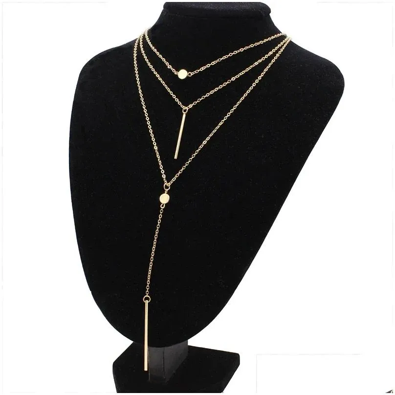 chains lxoen vintage chain chokers necklaces fashion multi layer crystal punk necklace statement bohemian jewelry for women gift