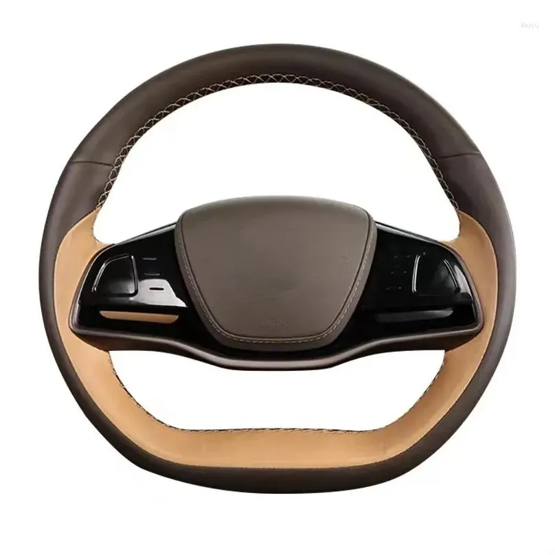 steering wheel covers suitable for denza d9 ev 2024 hand sewing leather suede cover anti slip and sweat absorption