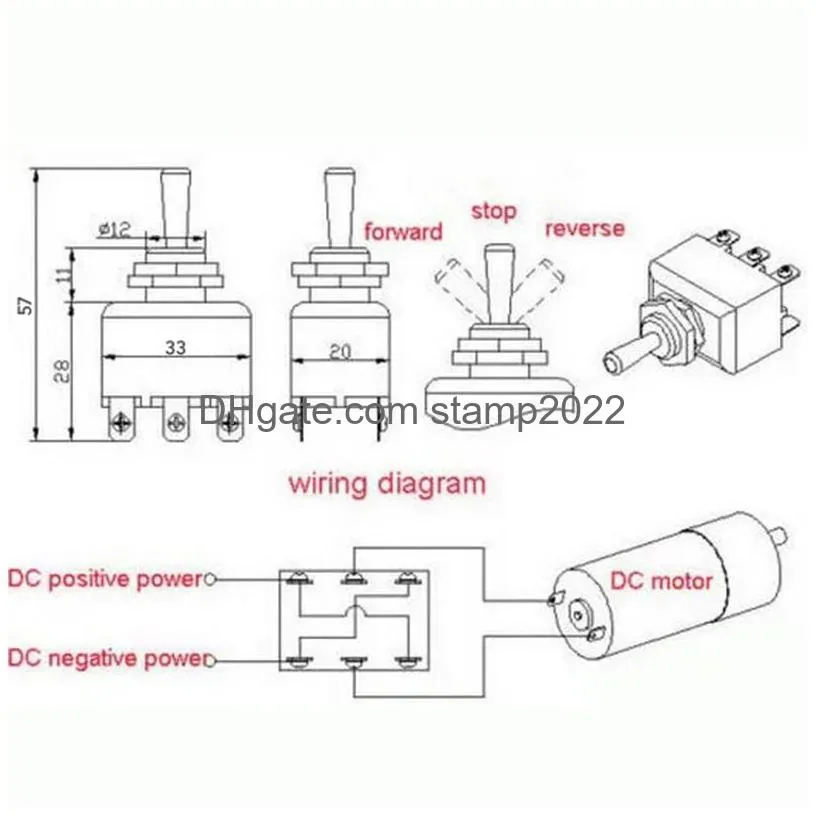 wholesale mini toggle rocker switch dc instantaneous switch on-off-on motor reverse polarity with wire switch