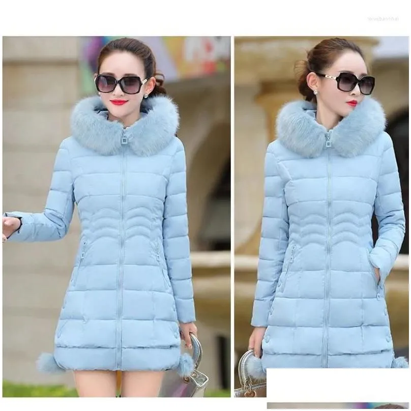 women`s trench coats winter jacket hooded parka big fur collar female thick warm coat windproof overcoat comfort casual outwear -30