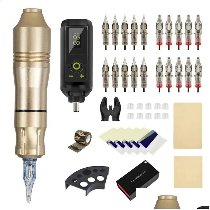 professional wireless tattoo gun kit rotary pen for body art permanent makeup machine set 240202