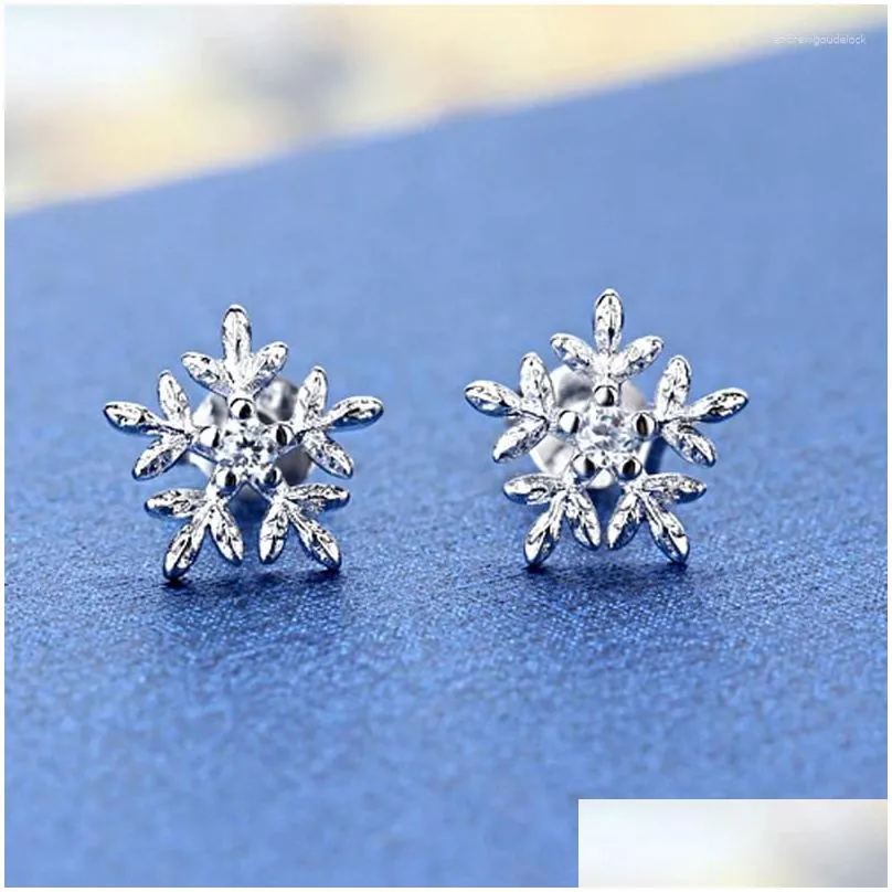 stud earrings top simple fashion snowflake cute with stone small silver color party earing jewelry for woman gifts