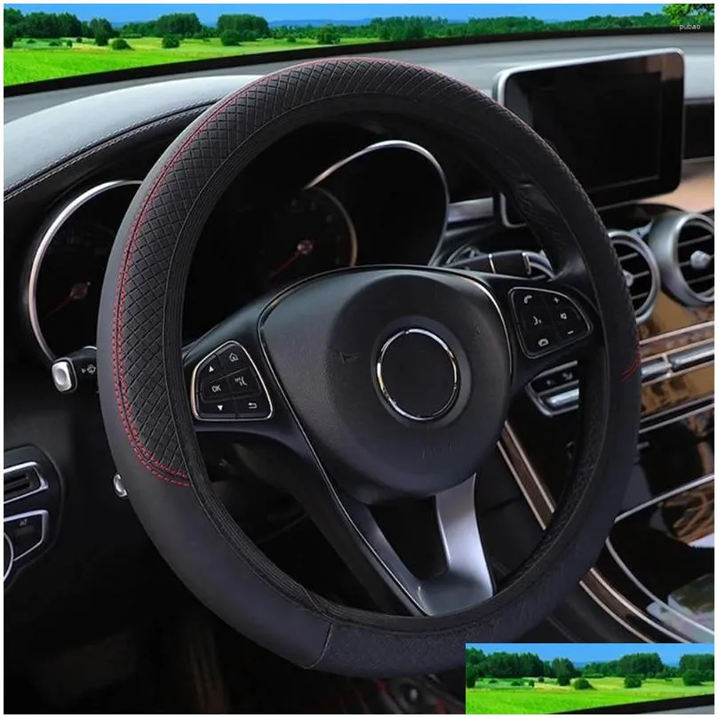 Steering Wheel Covers Steering Wheel Ers Protect Er Accessories Anti-Slip Black Parts Replacement Vehicle Car Durable Drop Delivery Au Dhy87