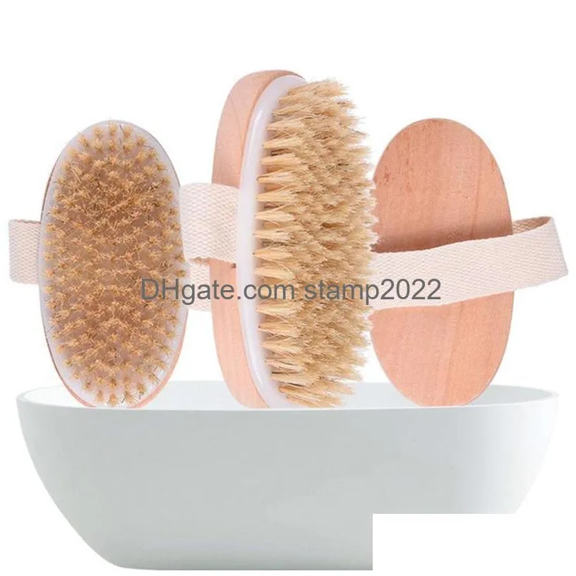 wooden bath massage brush bristle spa dry skin body massages soft cleaning brushs home bathroom