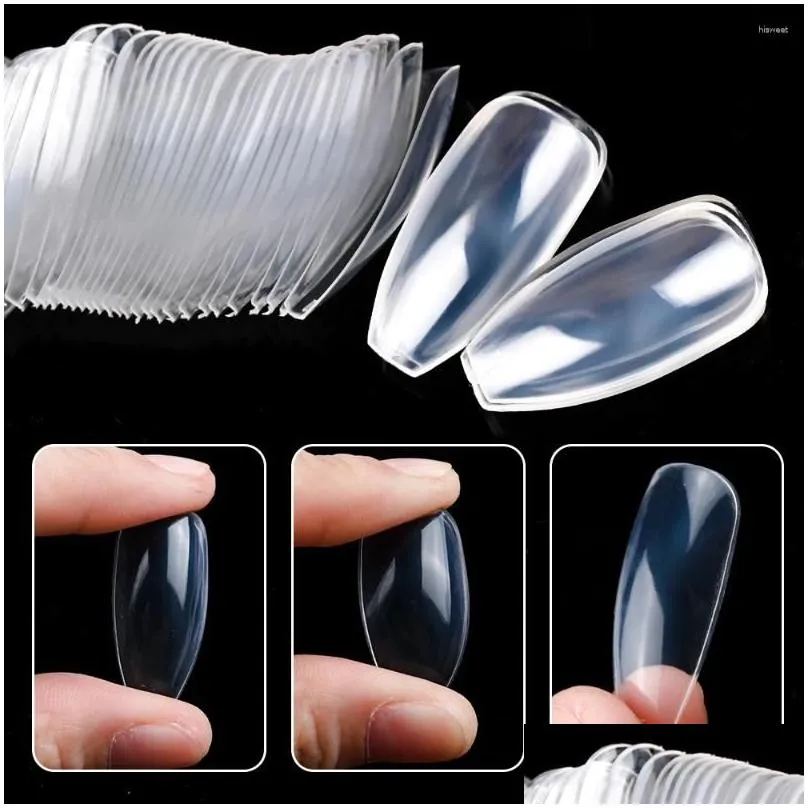 false nails 500/600pcs acrylic press on art tips full cover clear coffin gel extension system fake nail manicure tool