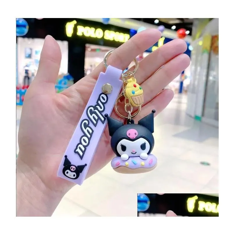 Other Cartoon Accessories Key Chain Backpack Ornament Accessories Ring Gifts Cartoon Kuromi With  Sil Pendant Jewelry Drop Del Dhqcp