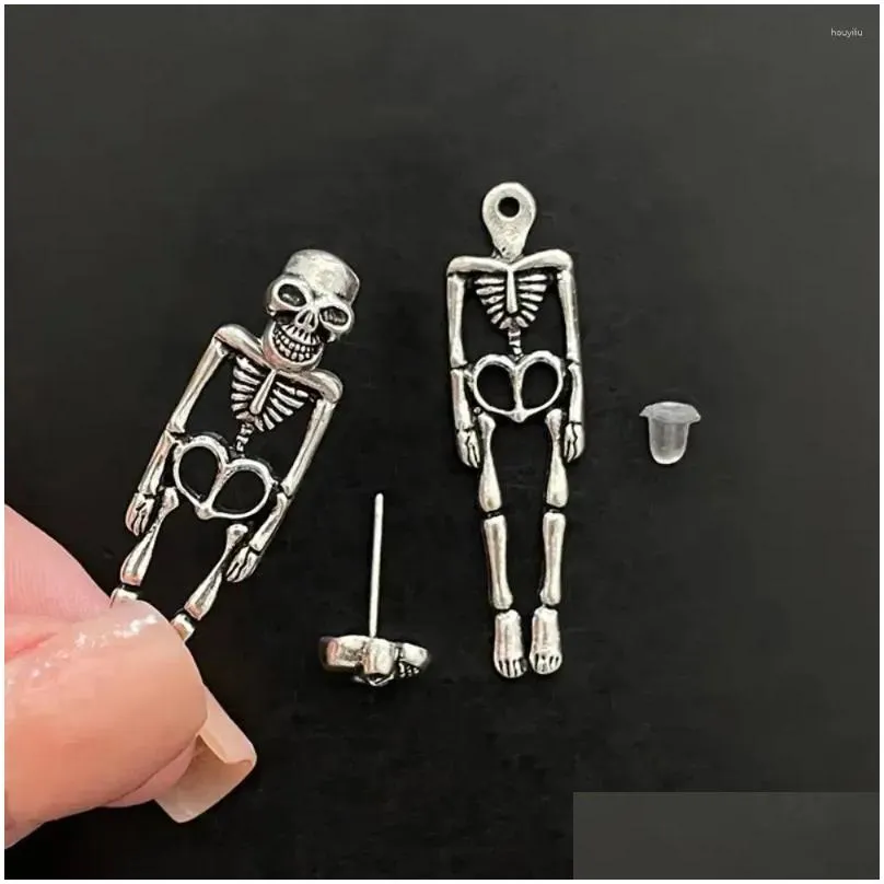 stud earrings metal halloween ghost exaggerated skeleton removable scary human ear