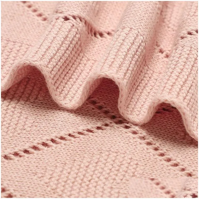 s knitted breathable born boy girl cotton stroller bedding sleeping covers 9070cm toddler throw receiving quilts 240127