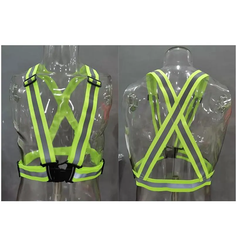 wholesale safety gear reflective vest clothing high visibility day and night adjustable elastic strip vest jacket 12 colors