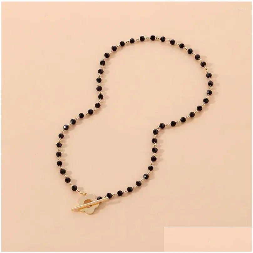 choker temperament short necklaces ot buckle black crystal female women clavicle chain jewelry bead necklace