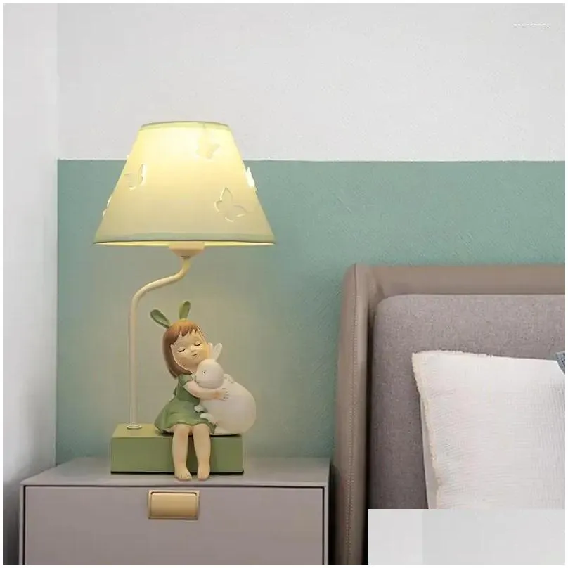 Table Lamps Lamp Bedroom Bedside Girl Cute Creative Cartoon Princess Warm Dimming Light Children Eye Protection Decoration Drop Deliv Dhnhk