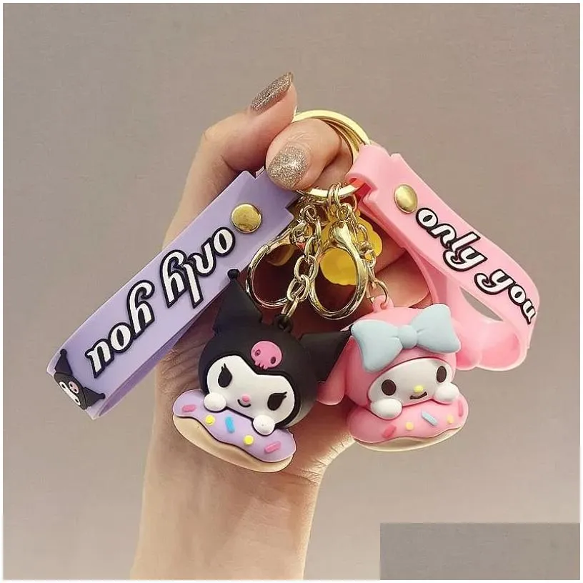 Other Cartoon Accessories Key Chain Backpack Ornament Accessories Ring Gifts Cartoon Kuromi With  Sil Pendant Jewelry Drop Del Dhqcp