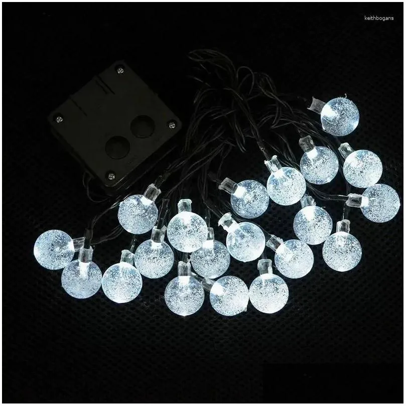 christmas decorations 6m solar powered led string light 30leds crystal globe bubble shaped lamp fairy lights waterproof wedding garden