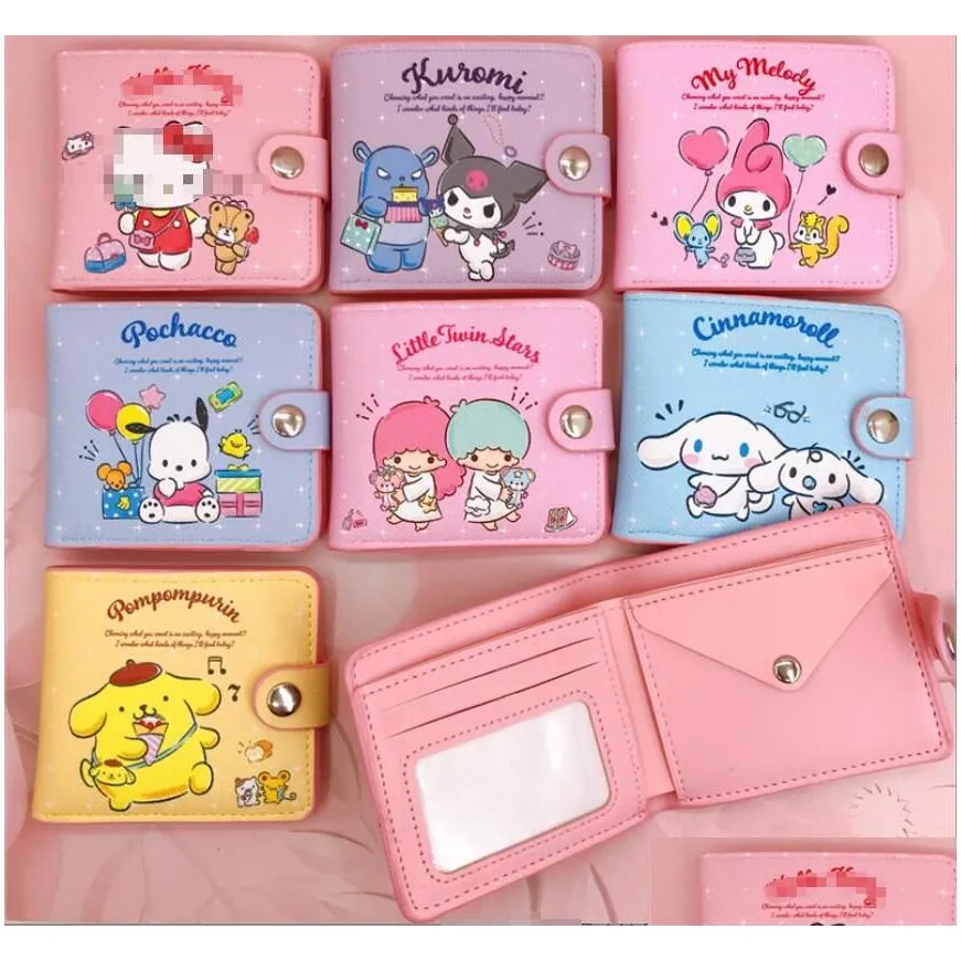 Purse Kawaii Pink White Melody Cinnamo Roll Pu Purse Girl Cute Soft Accessories Wallet With Big Capacity Drop Delivery Baby, Kids Mate Dh1Zq