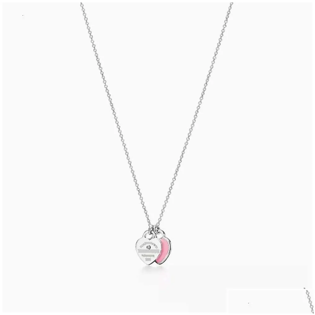 pendant necklaces ism classic high edition s925 sterling sier heart charm drop glue set diamond plated love necklace delivery jewelr