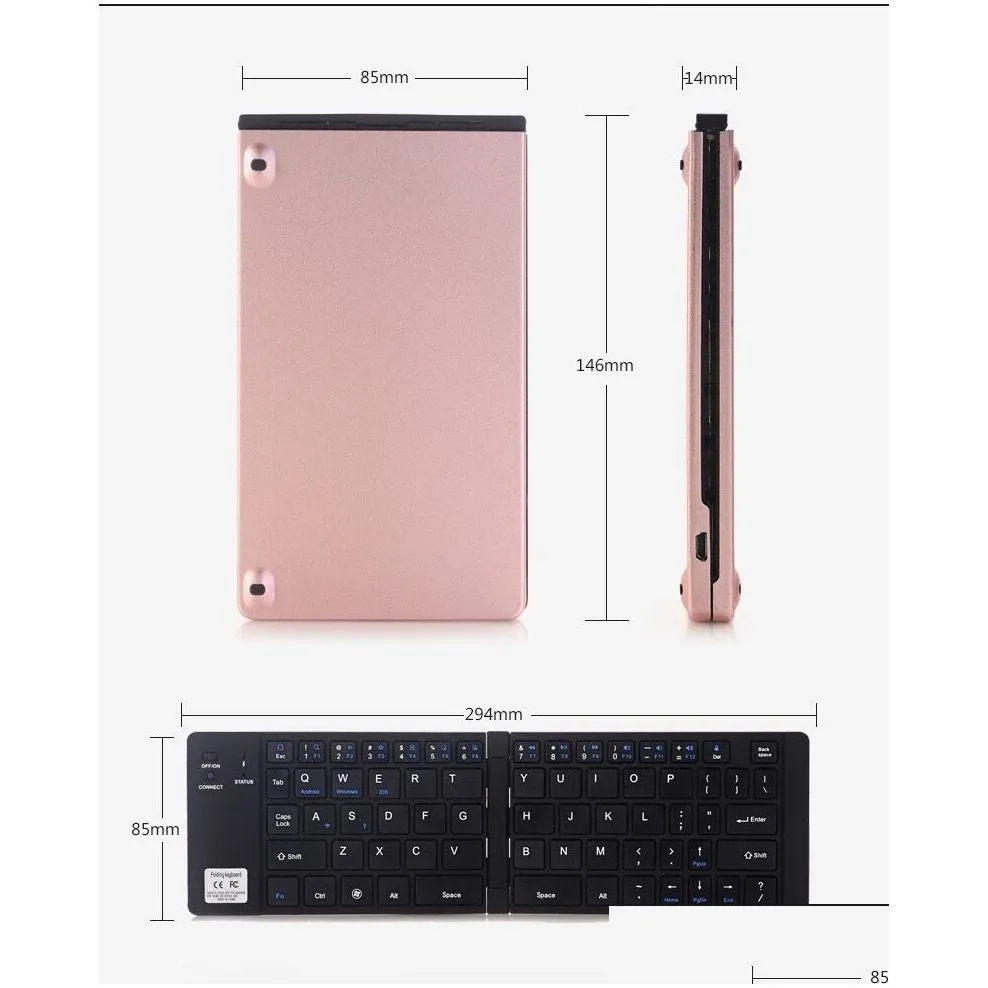 f66 folding mini bluetooth keyboard metal wireless key android phone tablet smart office preferred for notebook laptop  desktop tv