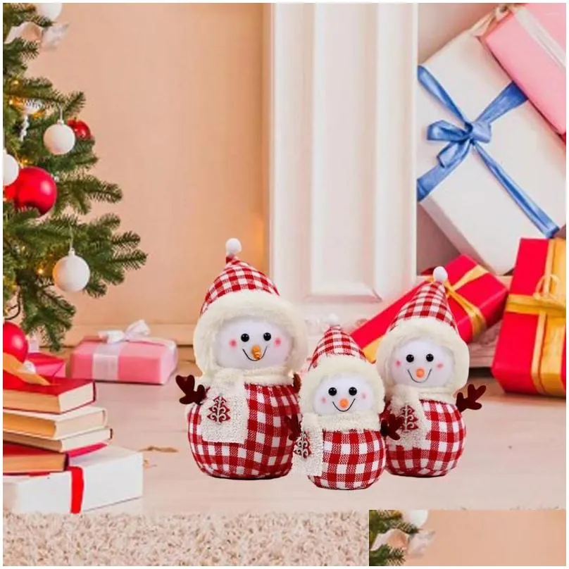 party decoration 3 pieces christmas plush dolls family ornaments adorable 8inch 10inch 11.8inch tall xmas gift for windowsill stylish