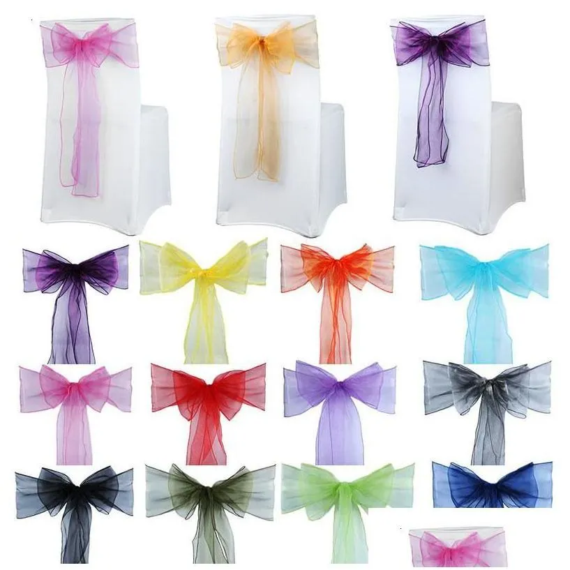 sashes 100pcs chair organza bows wedding party supplies christmas valentines decor sheer fabric decoration 230721 drop delivery home