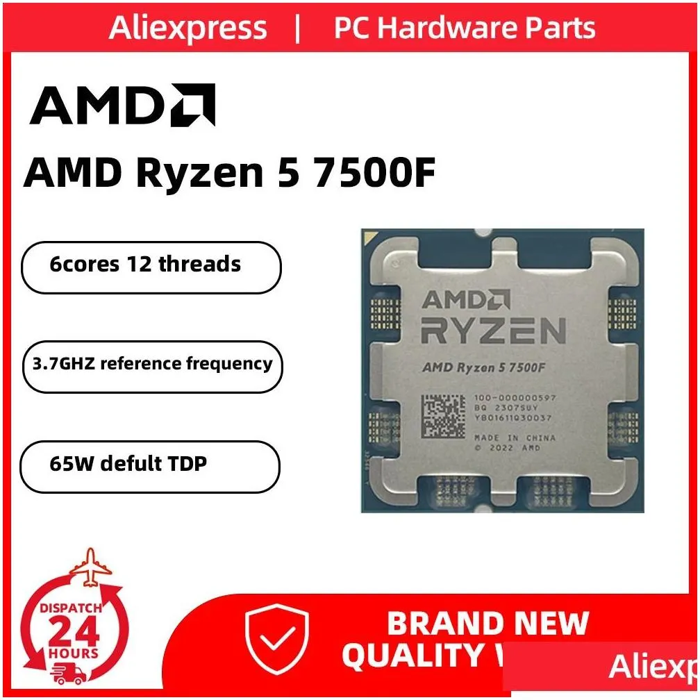 ryzen 5 7500f r5 37ghz 6core 12thread cpu processor 5nm l332m 100000000597 socket am5 sealed and without fan 240123